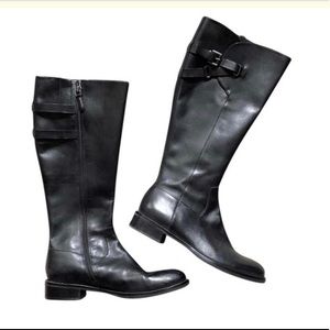 🖤EUC Ecco Hobart Buckle 25 MM Women’s Tall Black Leather Boot - Sz 8-8.5
